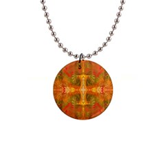 Red Flames 1  Button Necklace by kaleidomarblingart