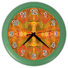 Red Flames Color Wall Clock by kaleidomarblingart