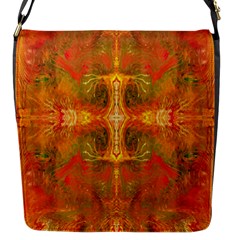 Red Flames Flap Closure Messenger Bag (s) by kaleidomarblingart