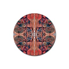 Abstract Marbling Art Rubber Round Coaster (4 Pack)  by kaleidomarblingart