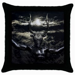 Creepy Mythological Artwork Collage Throw Pillow Case (black) by dflcprintsclothing