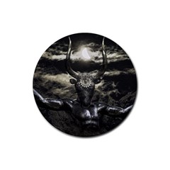 Creepy Mythological Artwork Collage Rubber Round Coaster (4 Pack)  by dflcprintsclothing