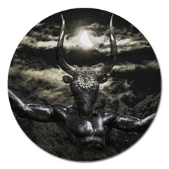 Creepy Mythological Artwork Collage Magnet 5  (round)