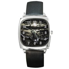 Creepy Mythological Artwork Collage Square Metal Watch by dflcprintsclothing