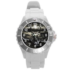 Creepy Mythological Artwork Collage Round Plastic Sport Watch (l)