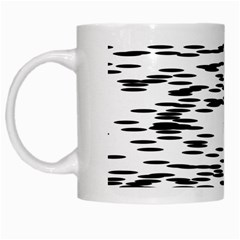 Black And White Abstract Pattern, Ovals White Mugs by Casemiro