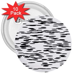 Black And White Abstract Pattern, Ovals 3  Buttons (10 Pack)  by Casemiro