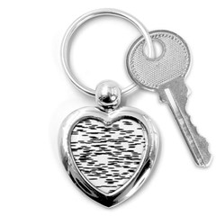 Black And White Abstract Pattern, Ovals Key Chain (heart) by Casemiro