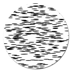 Black And White Abstract Pattern, Ovals Magnet 5  (round) by Casemiro