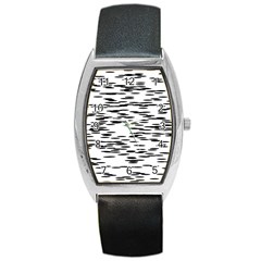 Black And White Abstract Pattern, Ovals Barrel Style Metal Watch by Casemiro