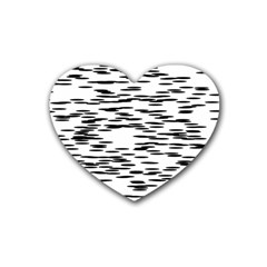 Black And White Abstract Pattern, Ovals Heart Coaster (4 Pack) 