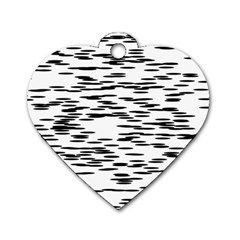 Black And White Abstract Pattern, Ovals Dog Tag Heart (one Side) by Casemiro