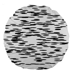 Black And White Abstract Pattern, Ovals Large 18  Premium Round Cushions