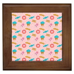 Funny Sweets With Teeth Framed Tile by SychEva