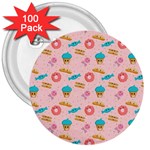 Funny Sweets With Teeth 3  Buttons (100 pack)  Front