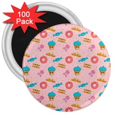 Funny Sweets With Teeth 3  Magnets (100 Pack) by SychEva