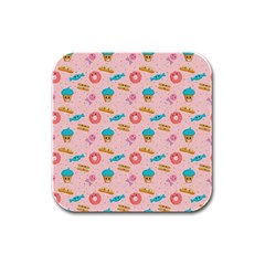 Funny Sweets With Teeth Rubber Square Coaster (4 Pack)  by SychEva