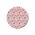 Funny Sweets With Teeth Rubber Coaster (Round)  Front