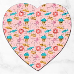 Funny Sweets With Teeth Jigsaw Puzzle (heart) by SychEva