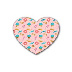 Funny Sweets With Teeth Heart Coaster (4 Pack)  by SychEva