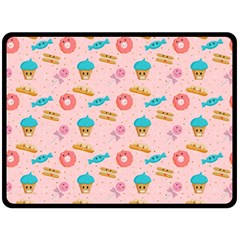 Funny Sweets With Teeth Fleece Blanket (large)  by SychEva