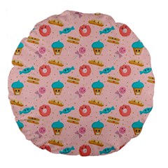 Funny Sweets With Teeth Large 18  Premium Round Cushions by SychEva