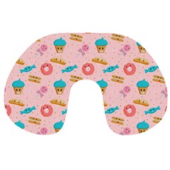 Funny Sweets With Teeth Travel Neck Pillow by SychEva