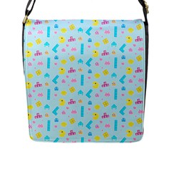 Arcade Dreams Blue  Flap Closure Messenger Bag (l) by thePastelAbomination