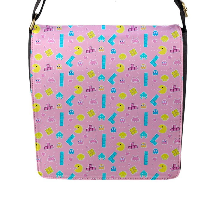 Arcade Dreams Pink Flap Closure Messenger Bag (L)