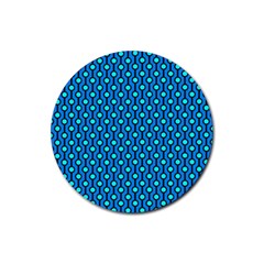 Blue Circles On A Dark Blue Background Rubber Round Coaster (4 Pack)  by SychEva