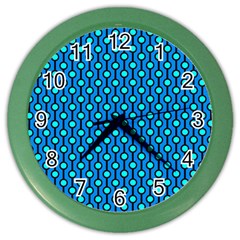 Blue Circles On A Dark Blue Background Color Wall Clock by SychEva