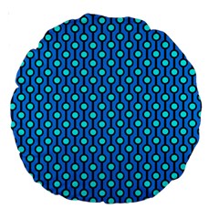 Blue Circles On A Dark Blue Background Large 18  Premium Round Cushions by SychEva