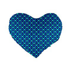 Blue Circles On A Dark Blue Background Standard 16  Premium Heart Shape Cushions by SychEva