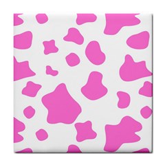 Pink Cow Spots, Large Version, Animal Fur Print In Pastel Colors Tile Coaster by Casemiro