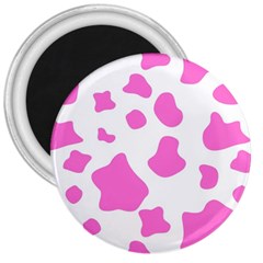 Pink Cow Spots, Large Version, Animal Fur Print In Pastel Colors 3  Magnets by Casemiro