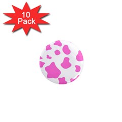 Pink Cow Spots, Large Version, Animal Fur Print In Pastel Colors 1  Mini Magnet (10 Pack)  by Casemiro