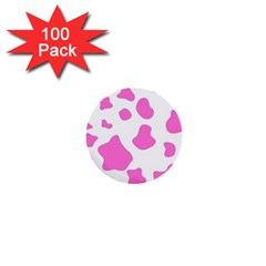 Pink Cow Spots, Large Version, Animal Fur Print In Pastel Colors 1  Mini Buttons (100 Pack)  by Casemiro