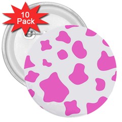 Pink Cow Spots, Large Version, Animal Fur Print In Pastel Colors 3  Buttons (10 Pack)  by Casemiro