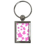 Pink Cow spots, large version, animal fur print in pastel colors Key Chain (Rectangle) Front