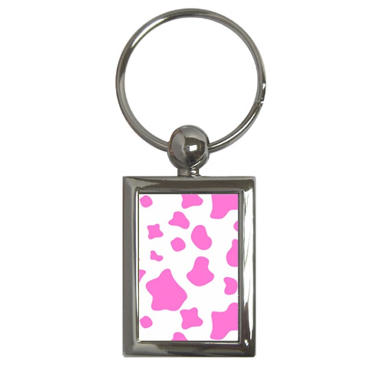 Pink Cow spots, large version, animal fur print in pastel colors Key Chain (Rectangle)