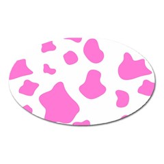 Pink Cow Spots, Large Version, Animal Fur Print In Pastel Colors Oval Magnet by Casemiro