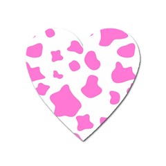 Pink Cow Spots, Large Version, Animal Fur Print In Pastel Colors Heart Magnet by Casemiro