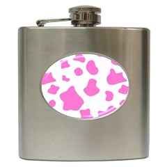 Pink Cow Spots, Large Version, Animal Fur Print In Pastel Colors Hip Flask (6 Oz) by Casemiro