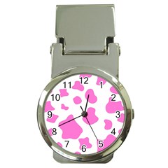 Pink Cow Spots, Large Version, Animal Fur Print In Pastel Colors Money Clip Watches by Casemiro