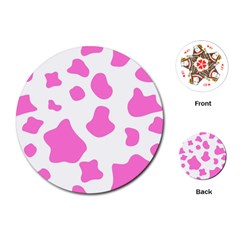 Pink Cow Spots, Large Version, Animal Fur Print In Pastel Colors Playing Cards Single Design (round) by Casemiro