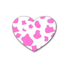 Pink Cow Spots, Large Version, Animal Fur Print In Pastel Colors Heart Coaster (4 Pack)  by Casemiro