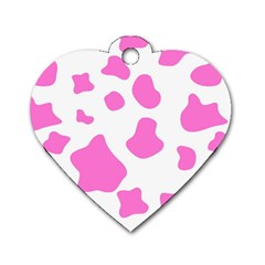 Pink Cow Spots, Large Version, Animal Fur Print In Pastel Colors Dog Tag Heart (one Side) by Casemiro