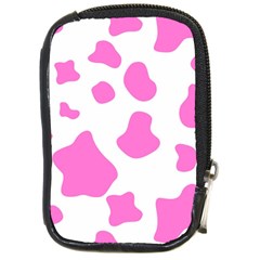 Pink Cow Spots, Large Version, Animal Fur Print In Pastel Colors Compact Camera Leather Case by Casemiro