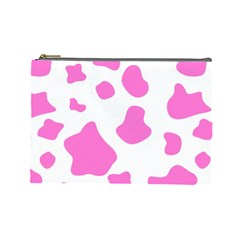 Pink Cow Spots, Large Version, Animal Fur Print In Pastel Colors Cosmetic Bag (large) by Casemiro