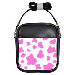 Pink Cow Spots, Large Version, Animal Fur Print In Pastel Colors Girls Sling Bag by Casemiro